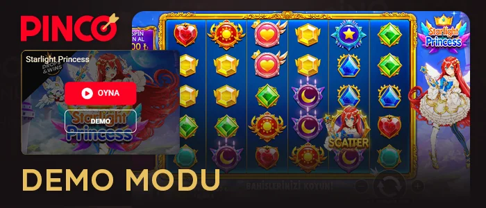 Pinco oyuncuları için Starlight Princess çevrimiçi slotunda demo modu nasıl çalışır