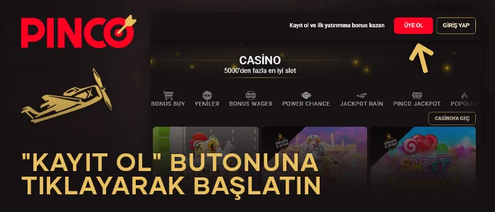 Pinco online casino'ya kayıt olmaya başlayın ve Aviator oyununu oynayın