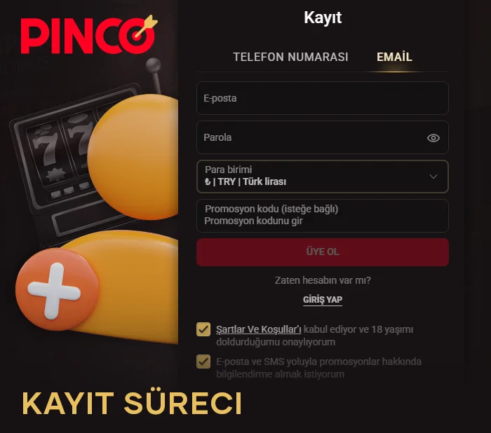 Pinco Türkiye'de yeni hesap nasıl oluşturulur