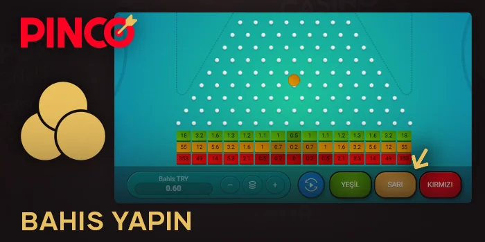 Bahis yapın ve Plinko Pinco'da turu takip edin